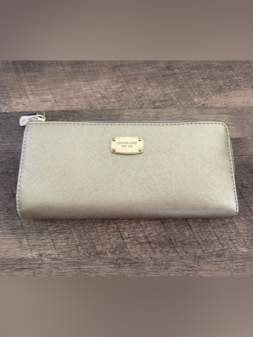 Michael Kors Metallic Gold Saffiano Zip-Around Wallet